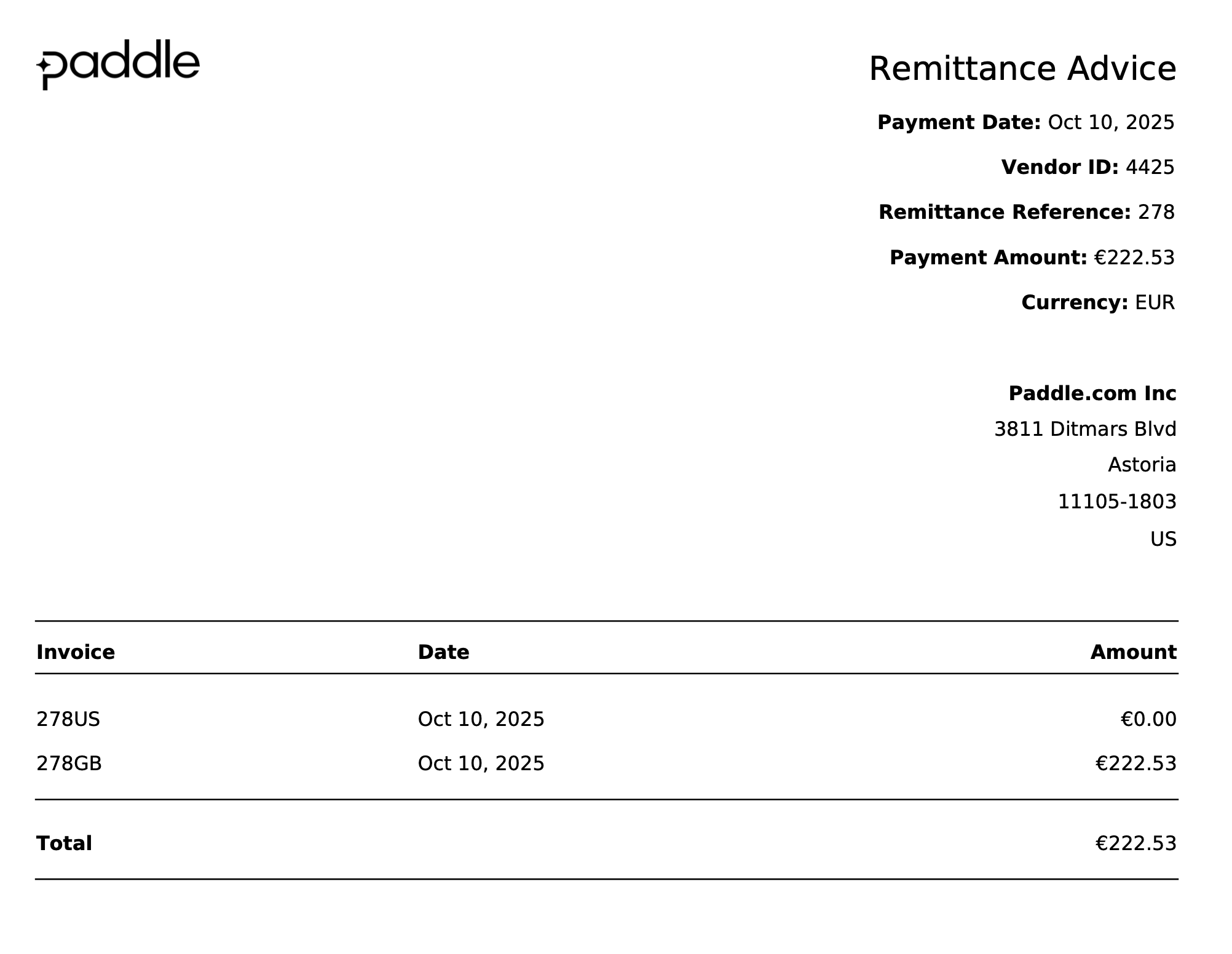 Example Remittance Advice