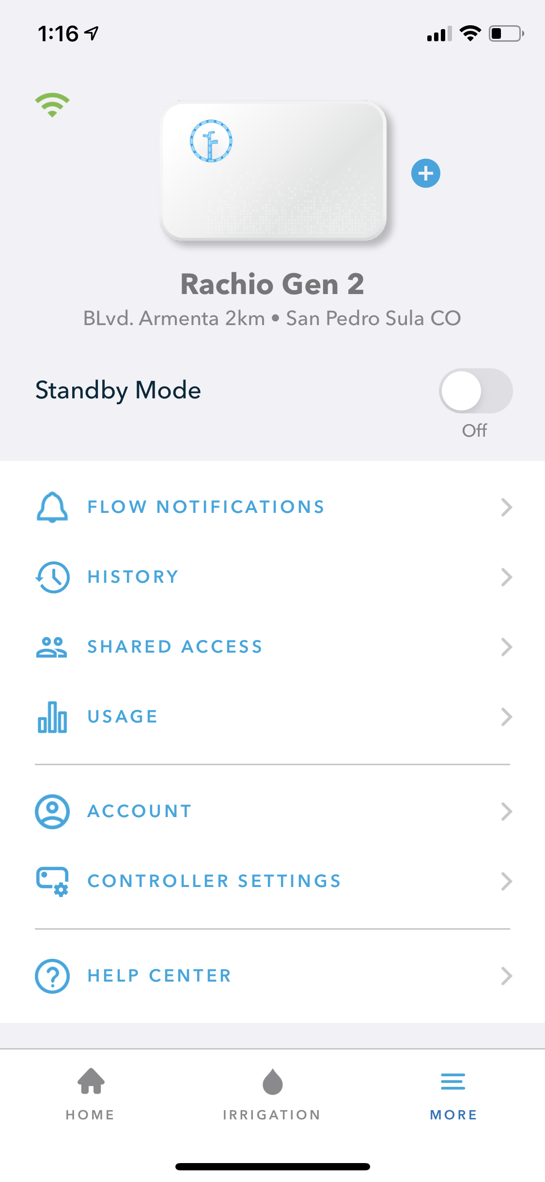 Rachio App Quick Start Guide More Tab
