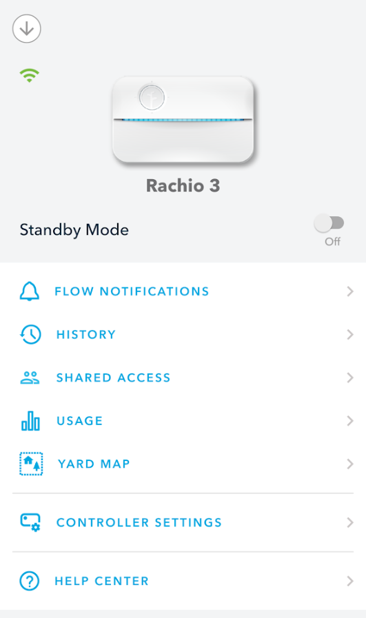 Rachio App Quick Start Guide Settings Wheel