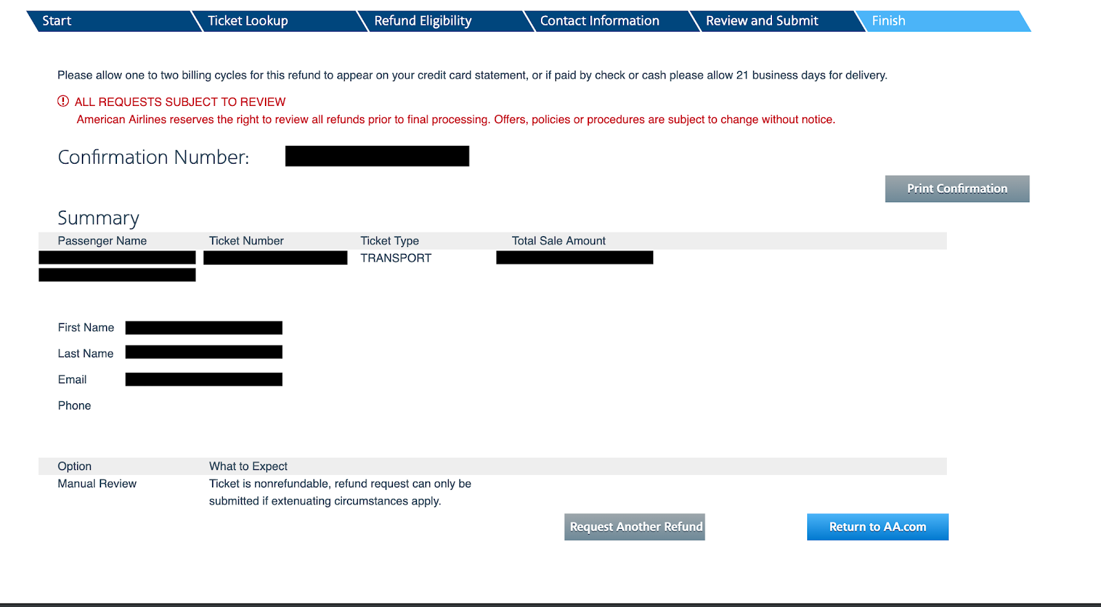 How do I apply for a refund with American Airlines?